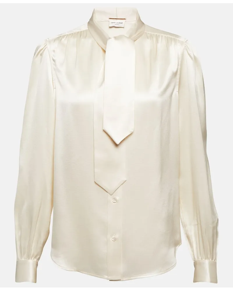 Saint Laurent Blusa in raso di seta Bianco