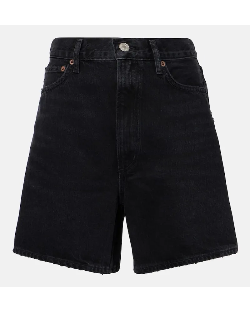AGOLDE Shorts di jeans Stella a vita alta Nero