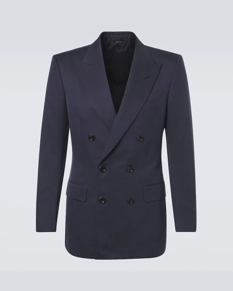 Tom Ford Blazer doppiopetto in seta Blu