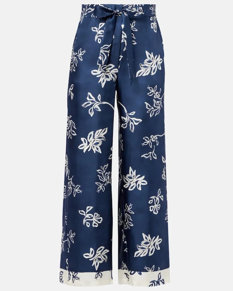 Max Mara Pantaloni Cinzia a gamba larga in seta Blu