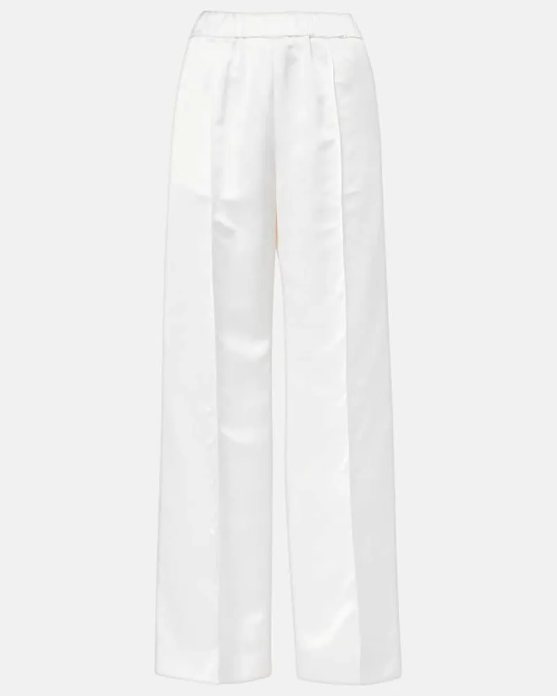 Jil Sander Pantaloni a gamba larga in raso Bianco