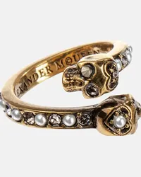 Alexander McQueen Anello Skull Metallizzato