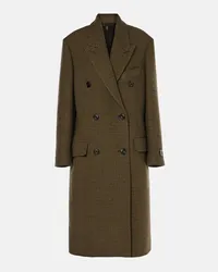 Acne Studios Cappotto doppiopetto in misto lana a quadri Verde