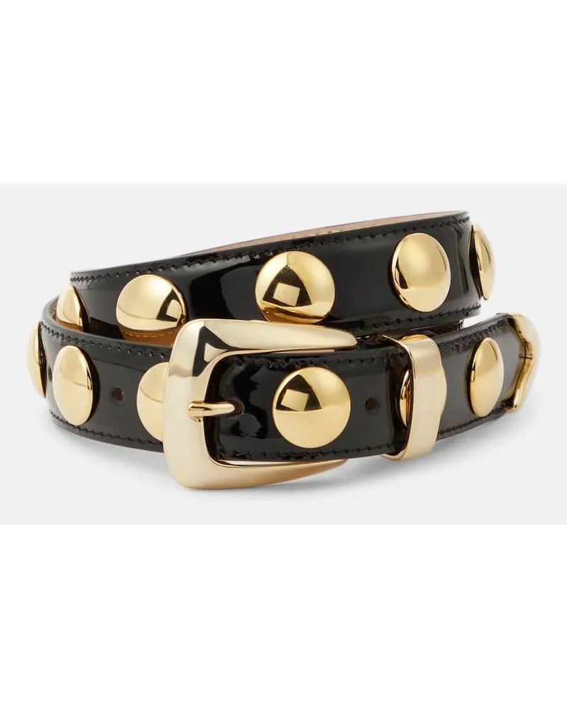 KHAITE Cintura Benny in vernice con borchie Nero
