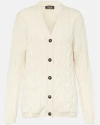 Loro Piana Cardigan Napier in cashmere a trecce Bianco