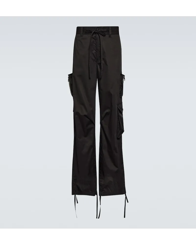 Dolce & Gabbana Pantaloni regular in cotone a vita alta Nero