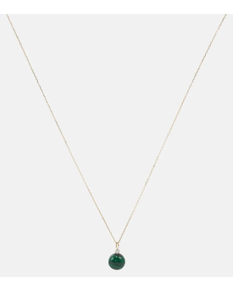 MATEO Collana in oro 14kt con diamante e malachite Verde