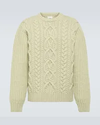 Dries van Noten Pullover in lana a trecce Verde