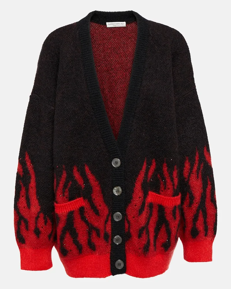 Alessandra Rich Cardigan in misto mohair Nero