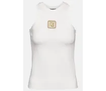 Balmain Tank top in jersey con logo Bianco