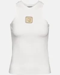 Balmain Tank top in jersey con logo Bianco