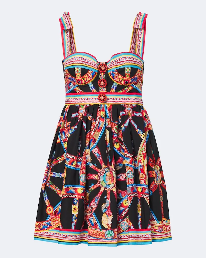 Dolce & Gabbana Abito corto Carretto in cotone Multicolore