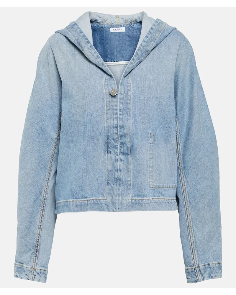 Alaïa AlaÃ¯a Giacca di jeans cropped Blu