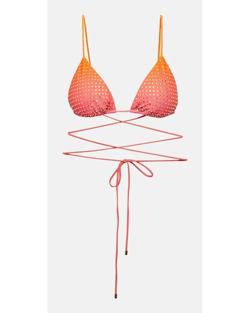 Self-Portrait Top bikini con decorazioni Arancione