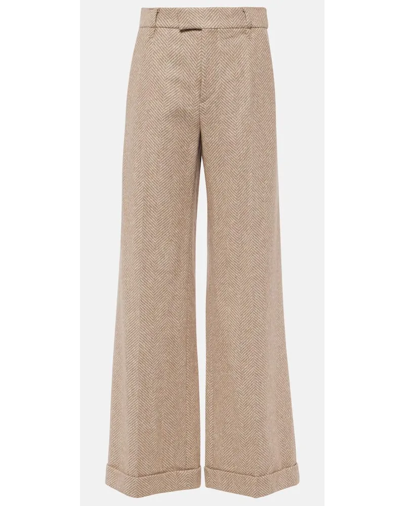 Brunello Cucinelli Pantaloni flared in misto lana Neutro