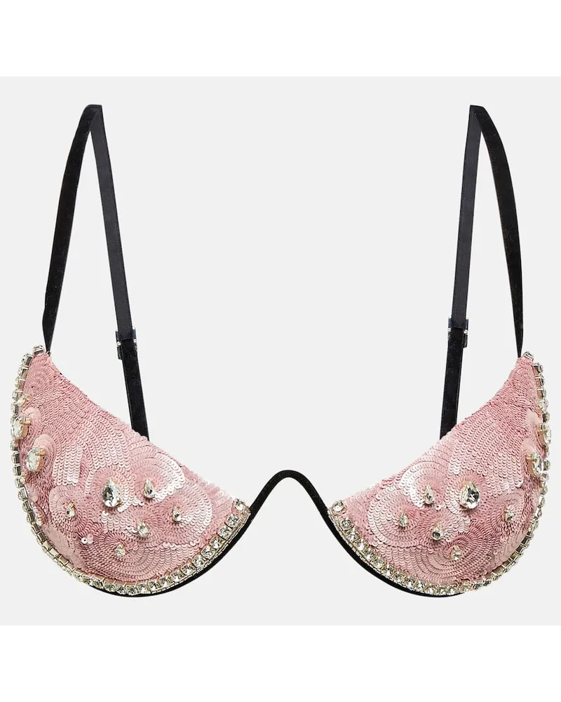 Area Top bralette con paillettes e cristalli Rosa