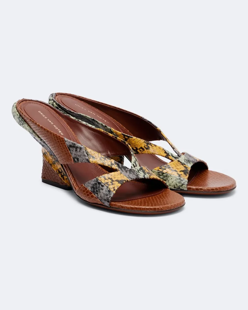 Dries van Noten Mules in pelle stampata Multicolore