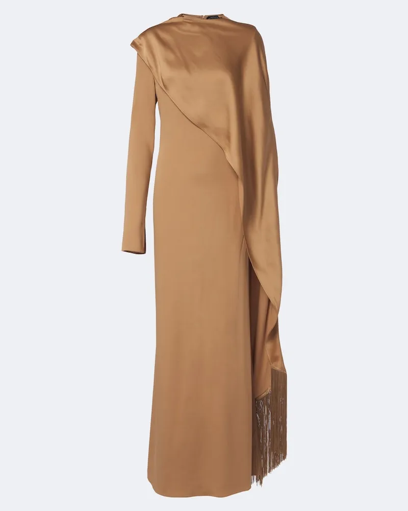Taller Marmo Abito lungo Mounia in crêpe cady Beige