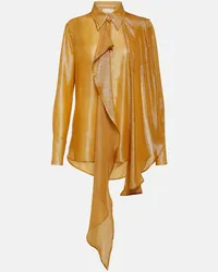 Victoria Beckham Blusa in lamé con cut-out Giallo