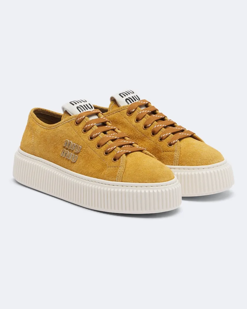 Miu Miu Sneakers platform in suede Marrone