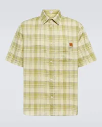 Loewe Camicia a quadri con pelle Verde