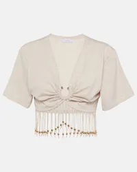 Paco Rabanne Top cropped in jersey di cotone Neutro