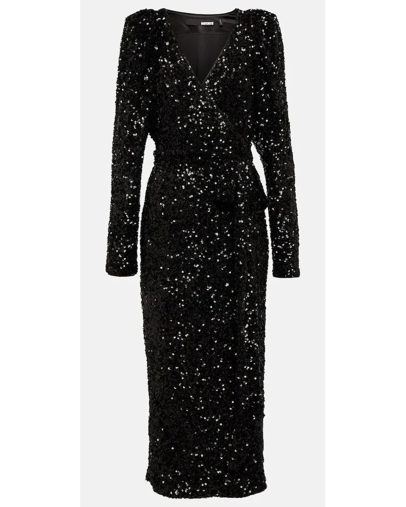 ROTATE Birger Christensen Abito lungo con paillettes Nero
