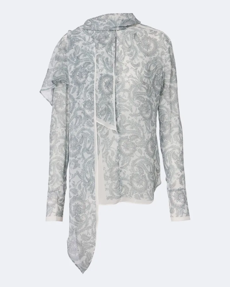 Acne Studios Blusa in crêpe di seta con stampa paisley Blu