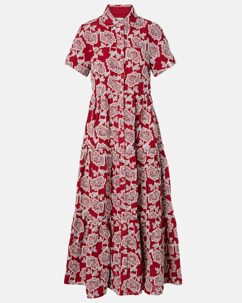 Erdem Abito chemisier in misto cotone con ricamo Rosso