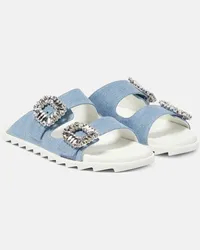 Roger Vivier Sandali Slidy Viv" in denim con cristalli Blu