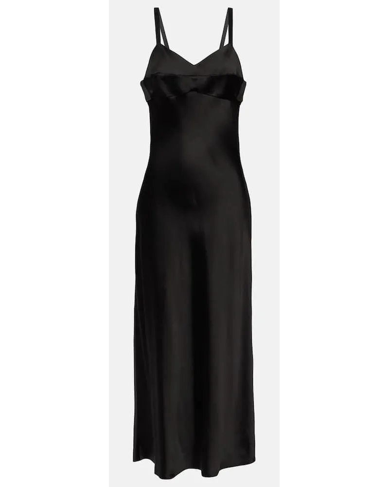 KHAITE Abito sottoveste Joely in raso Nero