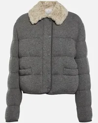 Brunello Cucinelli Giacca in cashmere con shearling Grigio