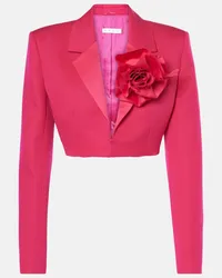 Area Blazer cropped in lana con applicazione Rosa