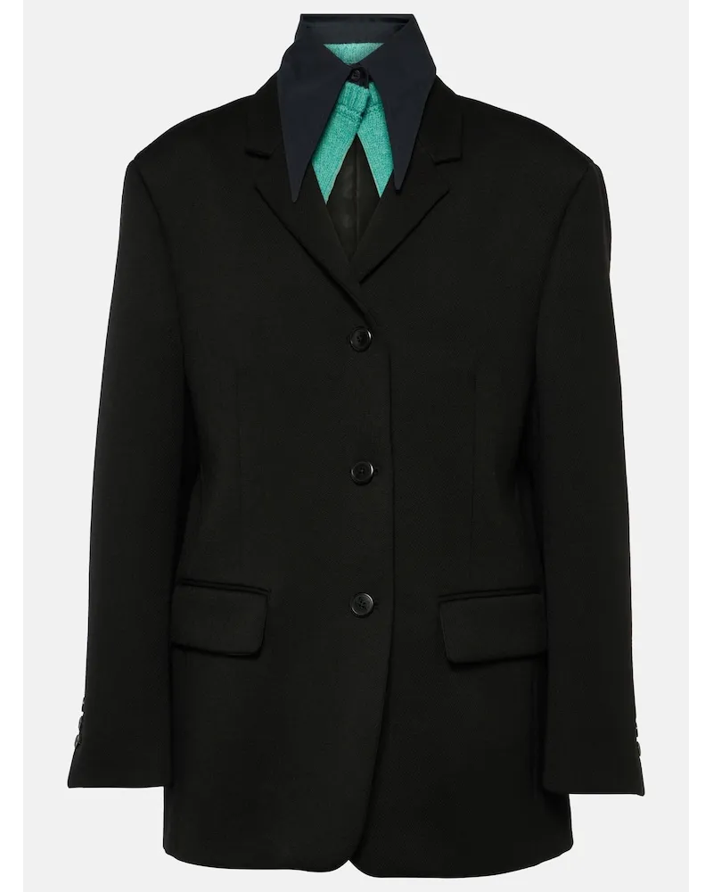 Prada Blazer in gabardine di lana Nero