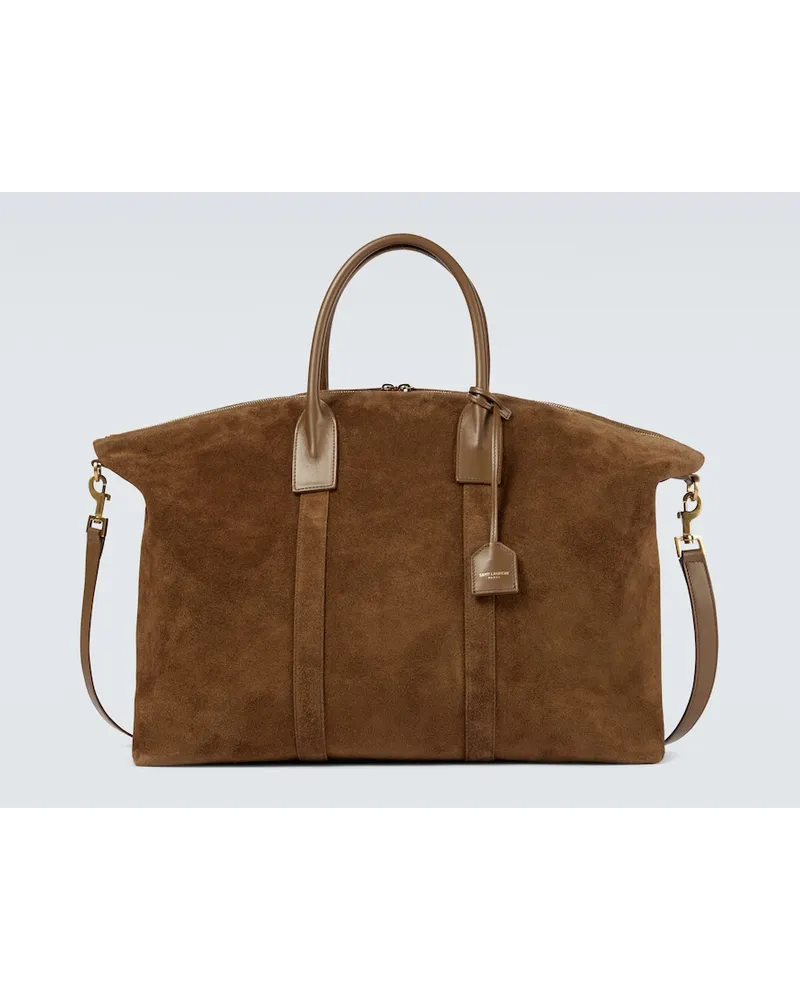 Saint Laurent Borsa da viaggio in suede Marrone