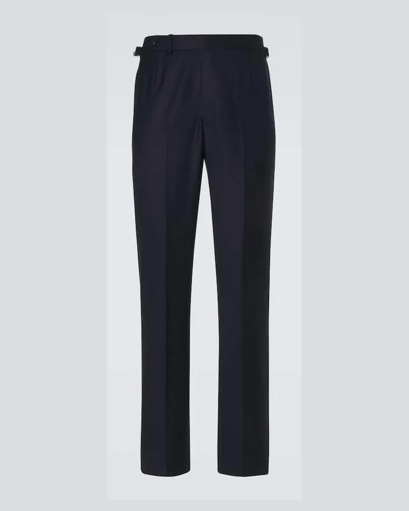 Dunhill Pantaloni slim in lana Blu