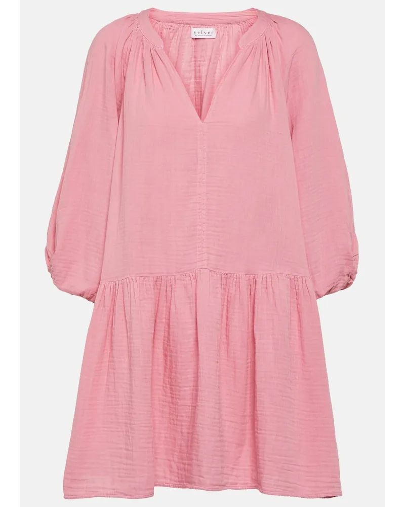 Velvet Miniabito Nica in cotone Rosa