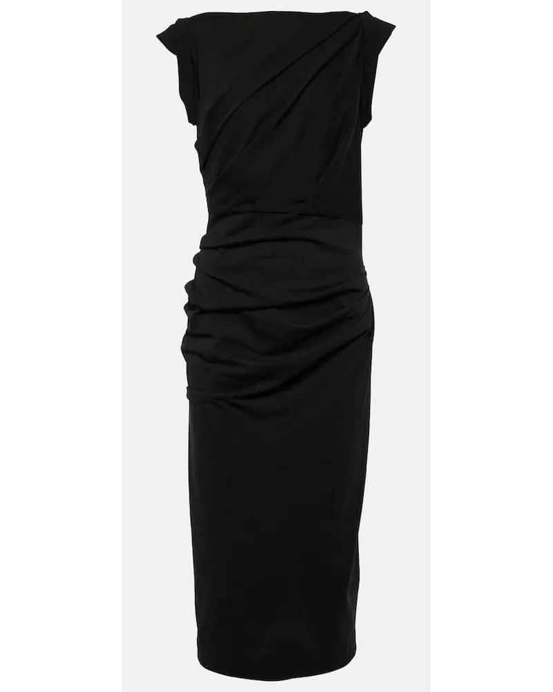 Dries van Noten Abito midi in jersey di cotone Nero