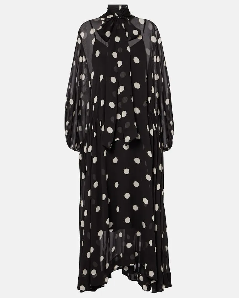 Zimmermann Abito lungo Crush Tie Neck Billow a pois Nero