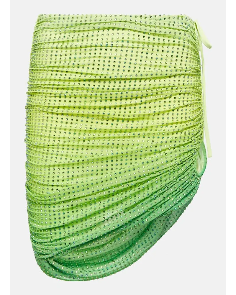 Self-Portrait Minigonna con cut-out e cristalli Verde