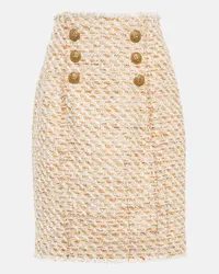 Balmain Minigonna a vita alta in tweed Beige