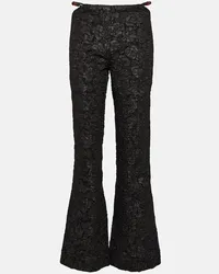 Ganni Pantaloni flared in jacquard Nero