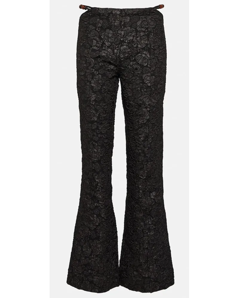 Ganni Pantaloni flared in jacquard Nero