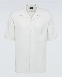 Ermenegildo Zegna Camicia bowling in lino Bianco