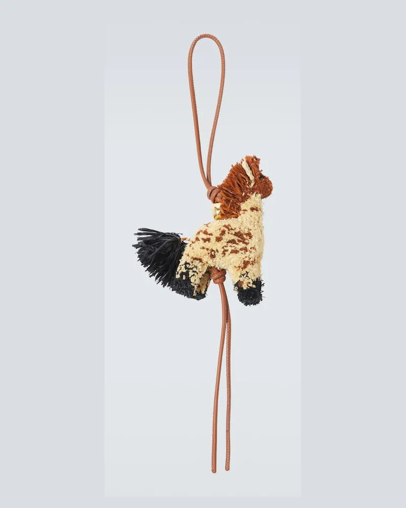 Loewe Paula's Ibiza -  Charm per borsa Giraffe in rafia con pelle Neutro