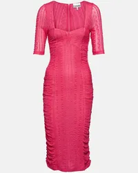 Ganni Abito midi in tessuto stretch Rosa