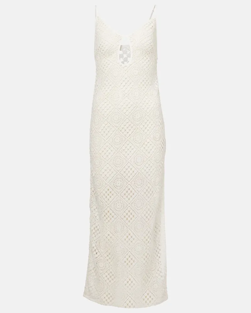 SIR Abito lungo Rayure in crochet di cotone Bianco