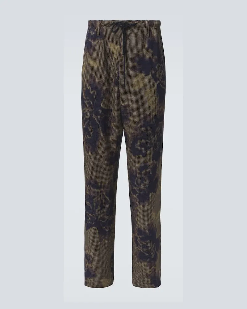 Dries van Noten Pantaloni regular con stampa Marrone