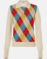 Prada Polo Argyle in lana con intarsi Beige