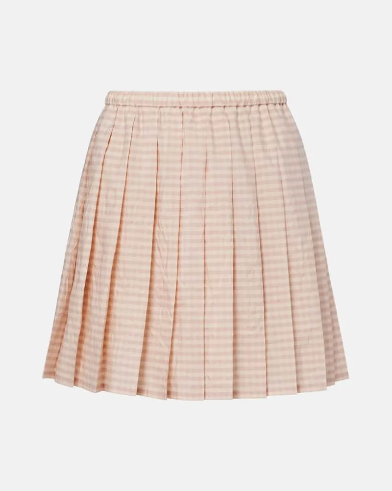 Moncler Minigonna in misto cotone plissÃ© a quadri Bianco